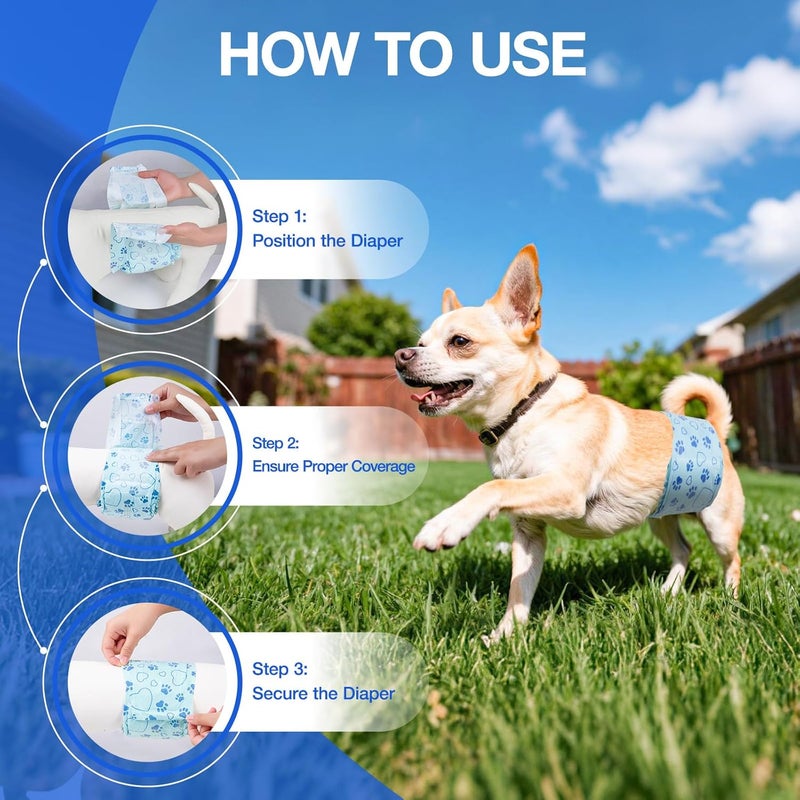 Flying Paws Male Dog Diapers with Wetness Indicator, Disposable Belly Band for Puppy Male Diapers, Doggie Wraps for Puppy Training, Incontinence (XS, 52 Count) - Image 5